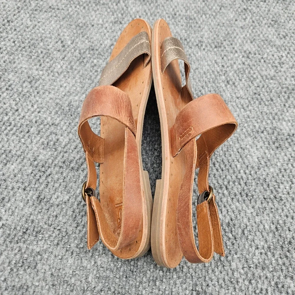 Frye Alley 2 (Women's 9) Brown Metallic Gold Leather Slingback Flat Sandals Boho